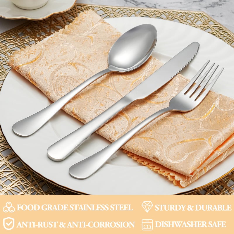 MUTNITT 30 Pcs Silverware Set Service for 6,Premium Stainless Steel Flatware Set,Mirror Polished Cutlery Utensil Sets,Durable Kitchen Eating Tableware Sets,Include Fork Knife Spoon,Dishwasher Safe - Image 3